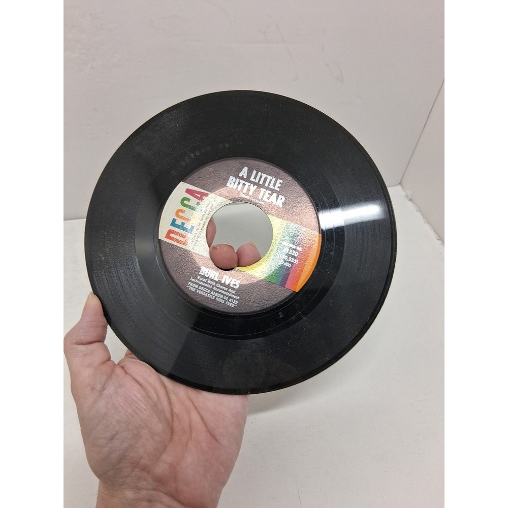 Burl Ives A Little Bitty Tear Shanghied 45 RPM Vinyl Record Decca 31330 Vintage